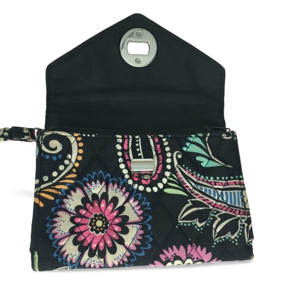 Vera Bradley Wristlet Wallet Clutch BANDANA SWIRL Quilted Fabric Turnlock Closur - Picture 4 of 5